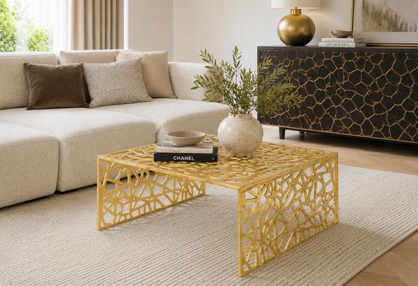 Gold Metal Coffee Table 60cm - ABSTRACT