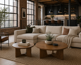 Solid Mango Wood Light Brown Coffee Tables 70–100cm – Vienna Set of 2