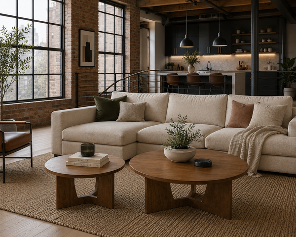 Solid Mango Wood Light Brown Coffee Tables 70–100cm – Vienna Set of 2