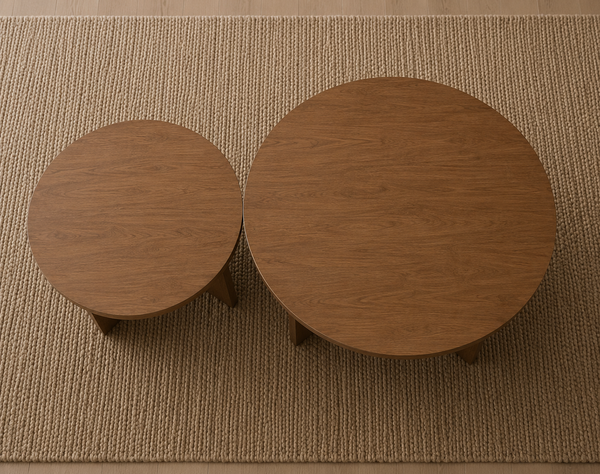 Solid Mango Wood Light Brown Coffee Tables 70–100cm – Vienna Set of 2