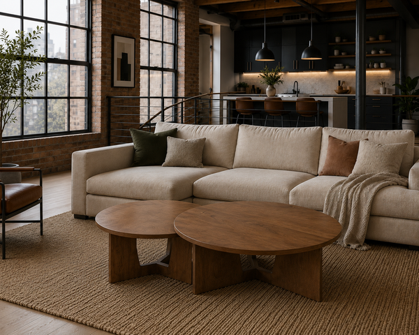 Solid Mango Wood Light Brown Coffee Tables 70–100cm – Vienna Set of 2