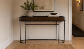 Solid Mango Wood Metal Console Table with 2 Drawers 125cm - Milan