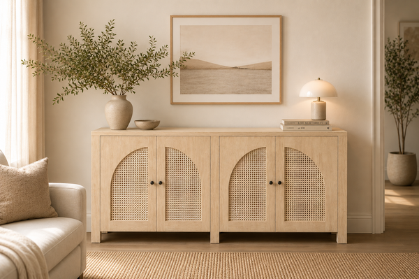 Solid Mango Wood White Sideboard 198cm - Riviera Rattan Doors