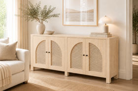 Solid Mango Wood White Sideboard 198cm - Riviera Rattan Doors