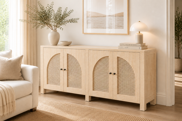 Solid Mango Wood White Sideboard 198cm - Riviera Rattan Doors