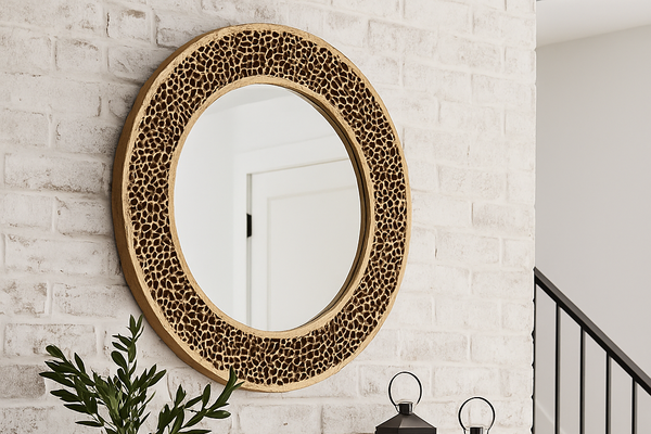 Golden Coral Aluminium and Glass Rounded Mirror 80cm