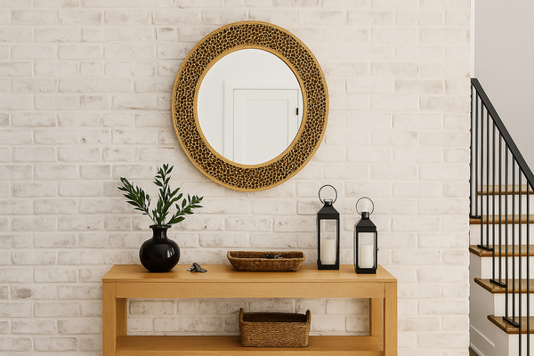 Golden Coral Aluminium and Glass Rounded Mirror 80cm