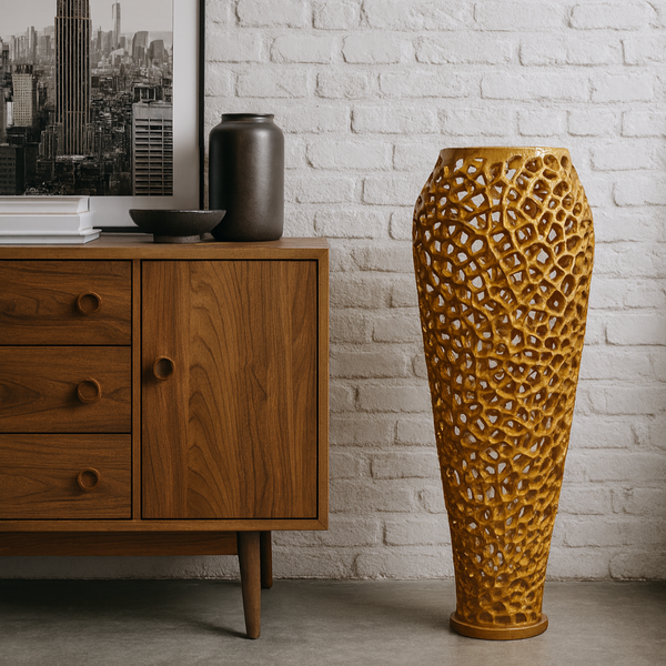 Golden Coral Aluminium Design Gold Vase 92cm