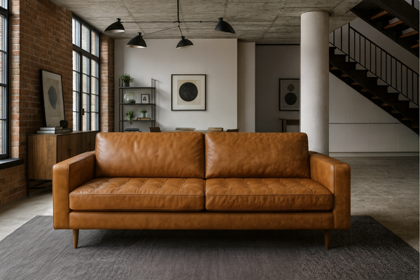 California Genuine Leather 3 Seater Sofa in Light Brown Colour 185 cm