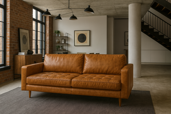 California Genuine Leather 3 Seater Sofa in Light Brown Colour 185 cm