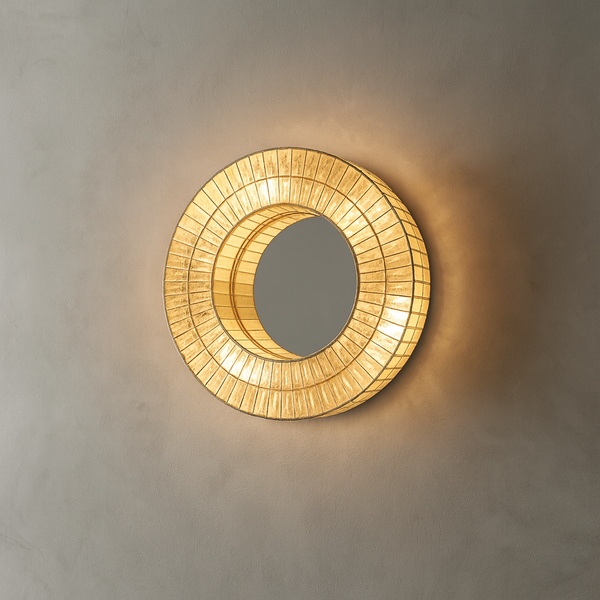 Crystal Handcrafted Round Wall Lamp Mirror 75cm