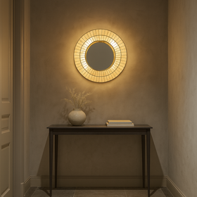 Crystal Handcrafted Round Wall Lamp Mirror 75cm