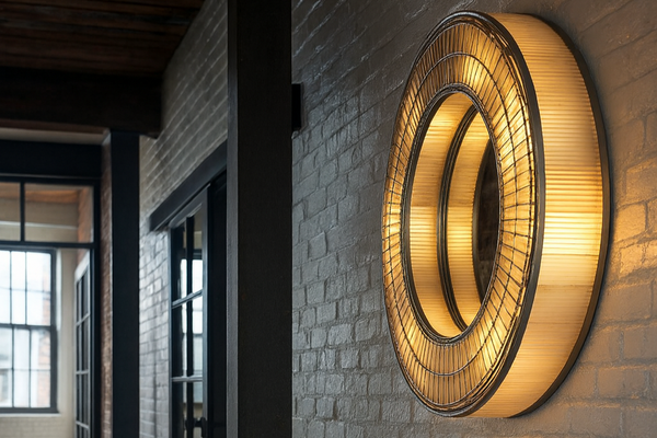 Aurora Halo Handcrafted Round Mirror Wall Lamp 90cm