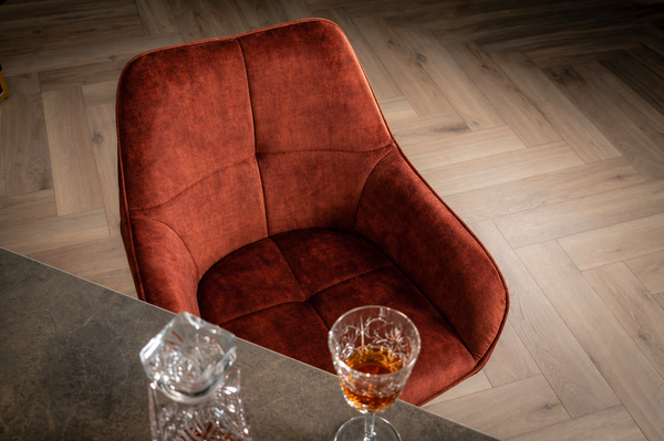 Velvet Swivel Dining Chair Rust Brown with Black Legs – Terra