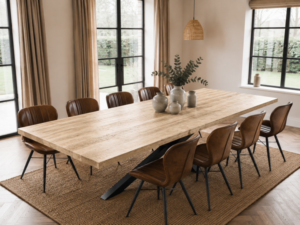Solid Mango Wood Dining Table 220cm – Galaxie Spider Frame