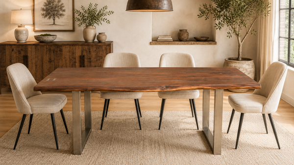 Solid Acacia Wood Iron Dining Table with Butterfly Inserts 200cm - Aspen Live Edge