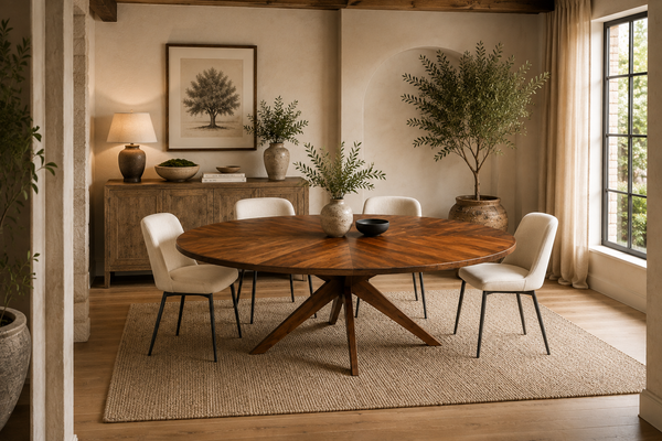 Solid Acacia Wood  Oval Dining Table 200cm - Solis Sculptural Base