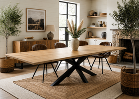 Solid Mango Wood Extendable Dining Table 160-240cm – Galaxie Spider Frame