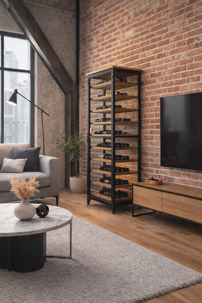 Bodega Tall Solid Pine Wood Wine Cabinet Grey 184 cm