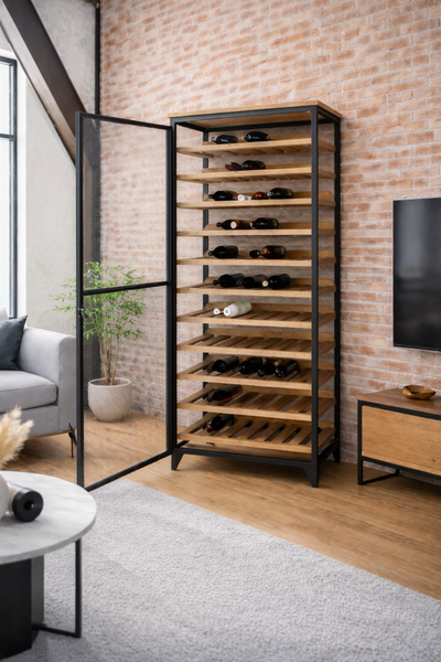 Bodega Tall Solid Pine Wood Wine Cabinet Grey 184 cm