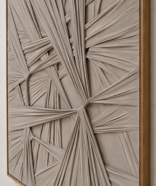 Carved 3D Canvas Textured Framed Wall Art - Large White Statement Piece 75 × 100 cm