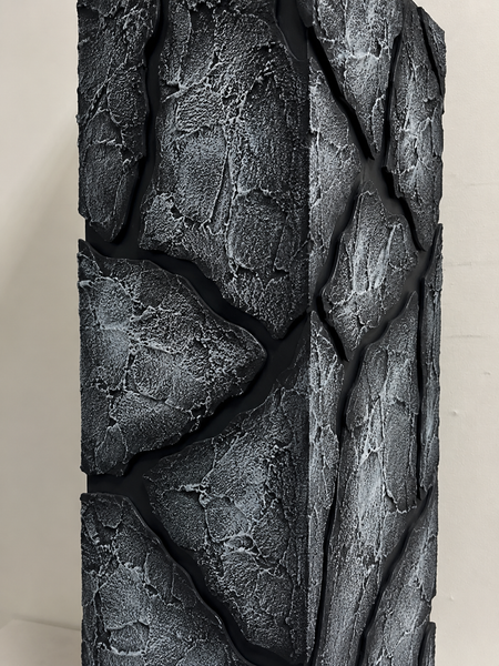 Carved Large Display Plinth - Sculptural Dark Grey Statement Pedestal 100cm