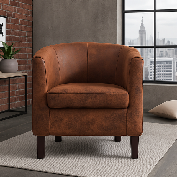 Hemingway Retro Armchair Whiskey Brown with Solid Wood Legs