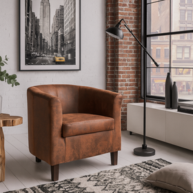 Hemingway Retro Armchair Whiskey Brown with Solid Wood Legs