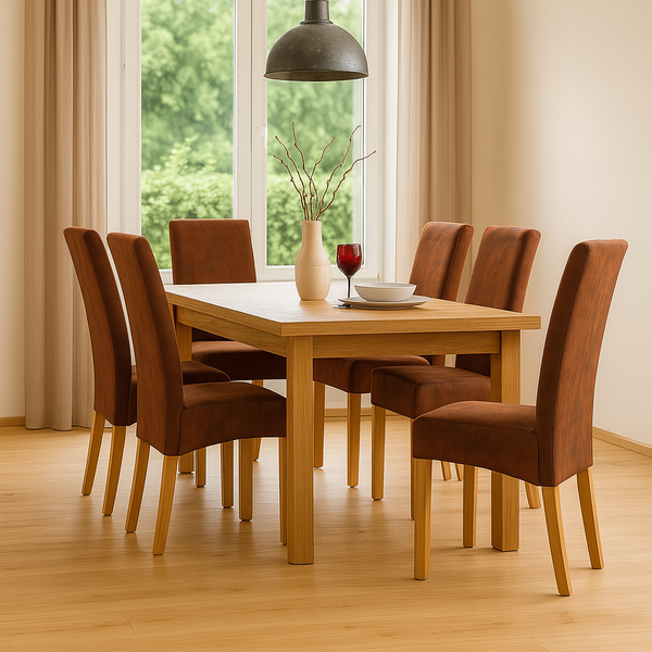 Casa Noble Vintage Look Colonial Style Dining Chairs with Wooden Legs