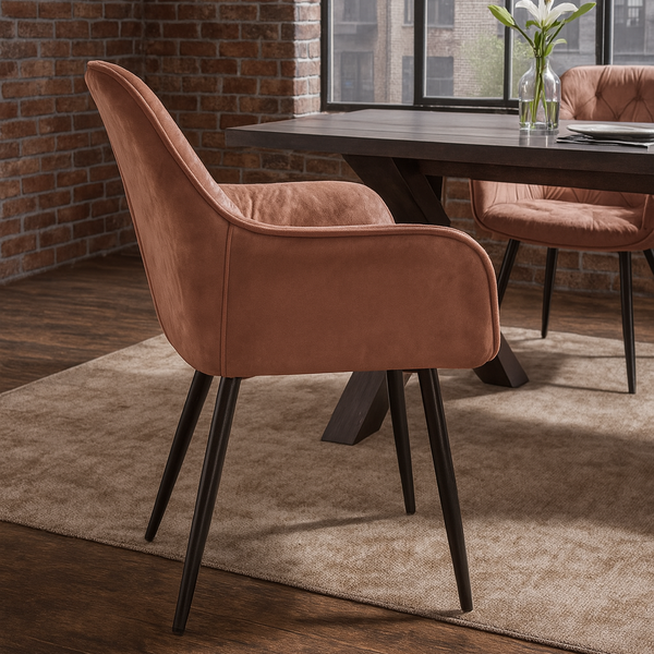 Milano Chesterfield Quilting Design Brown Velvet Dining Chair