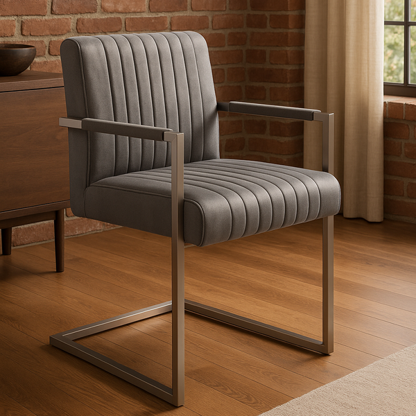 Big Aston Cantilever Steel Armchair Vintage Grey