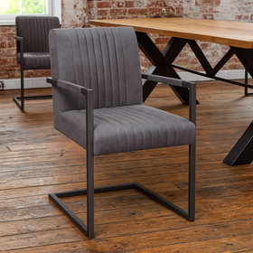 Big Aston Cantilever Steel Armchair Vintage Grey Iron Frame