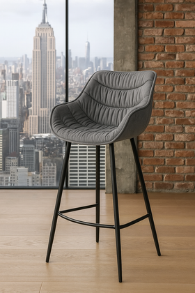The Dutch Comfort Retro Antique Grey Bar Stool with Foot Rest