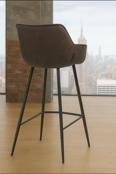 The Dutch Comfort Retro Antique Grey Bar Stool with Foot Rest