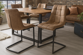 Design cantilever chair MIAMI taupe brown microfibre metal frame matt black