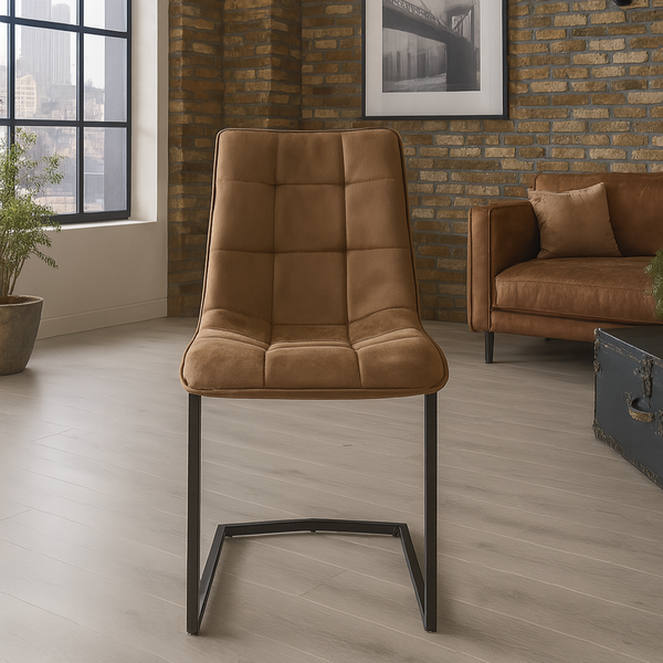 Design cantilever chair MIAMI taupe brown microfibre metal frame matt black