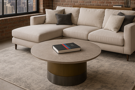 Pienza Italian Sintered Stone Round Coffee Table in Concrete Look 80 cm