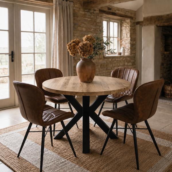 Solid Mango Wood Round Dining Table 120cm – Galaxie Star Base