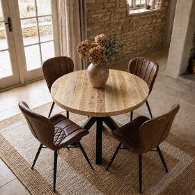 Solid Mango Wood Round Dining Table 120cm – Galaxie Star Base