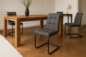 Modena Cantilever Dining Chairs with Decorative Stitching Vintage Grey