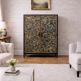 Recycled Mango Wood Storage Cabinet with Black Metal Frame 120 cm – Iron Sky
