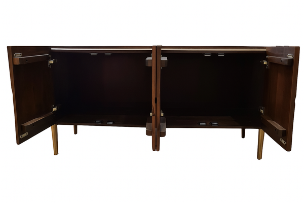 Elegance Solid Mango Wood TV Unit with Gold Iron Legs and a Trim 165 cm
