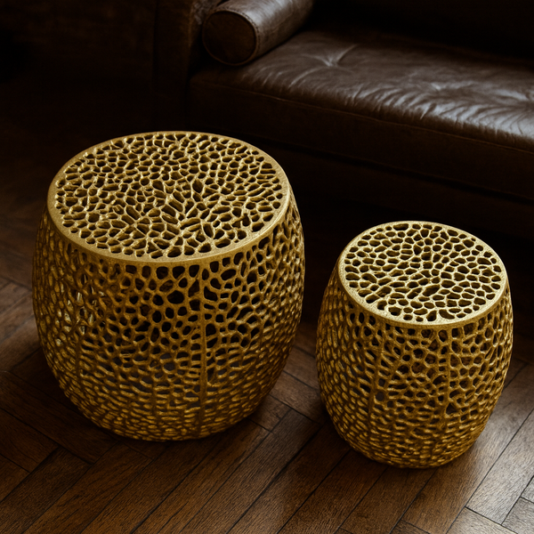 Golden Coral Aluminium Design Gold Side Table Set of 2