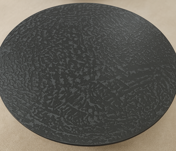 PORTOFINO MANGO WOOD COFFEE TABLE WITH BLACK MOSAIC TOP AND FLUTED LEG 100cm