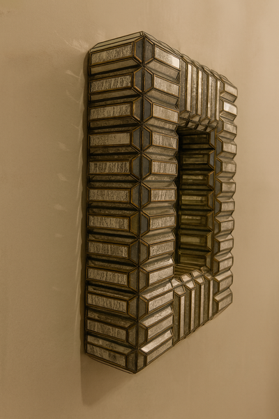 Aurora Handcrafted Embossed Mirror Wall Lamp in Brass Antique 79cm