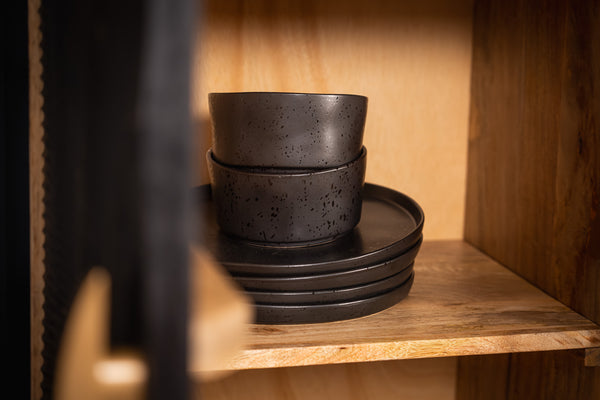 Sunset Handmade Solid Mango Wood Highboard Black 100 cm