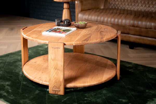 Solid Acacia Wood Round Coffee Table 92 cm – Manhattan