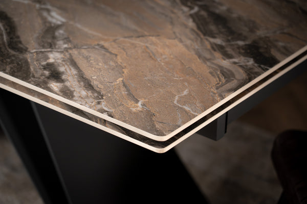 Apollo Extendable Italian Sintered Stone Dining Table in Matt Taupe Brown Marble Look 180-220-260 cm