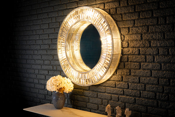 Aurora Halo Handcrafted Round Mirror Wall Lamp 90cm