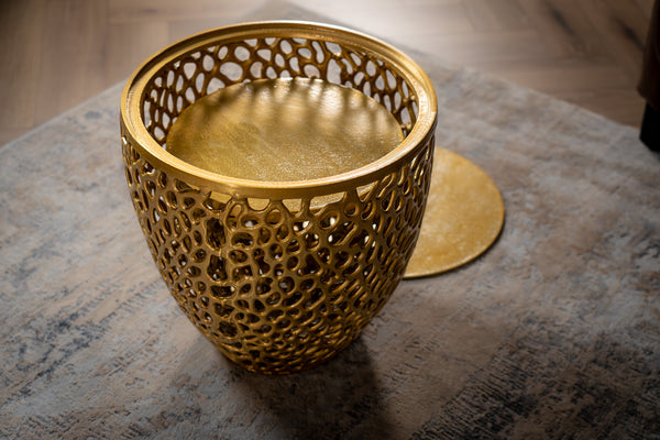 Golden Coral Aluminium Design Gold Side Table Set of two 40cm/30cm